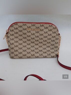 Michael Kors Signature Crossbody Bag in Red Trim